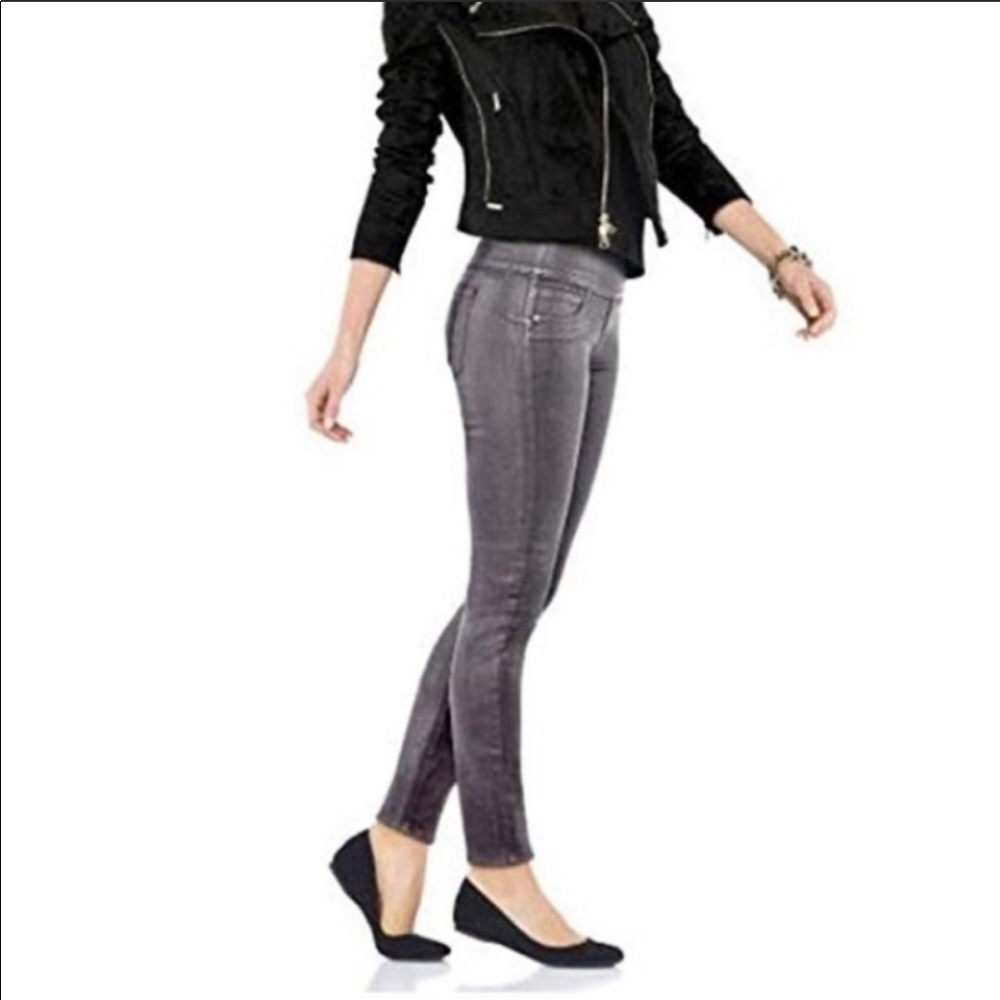 SPANX 2310 Faux Leather Stretch Leggings Pewter M